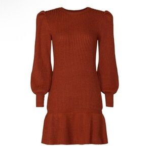 Love, Whit by Whitney Port Rust Knit Sweater Dress Size Large EUC